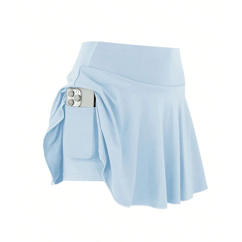 Summer Women Sprints Tennis Skirts Quick Drying Running Workout Fitness Short Skirt High Waisted Athletic Golf Mini Skirt 2 In 1