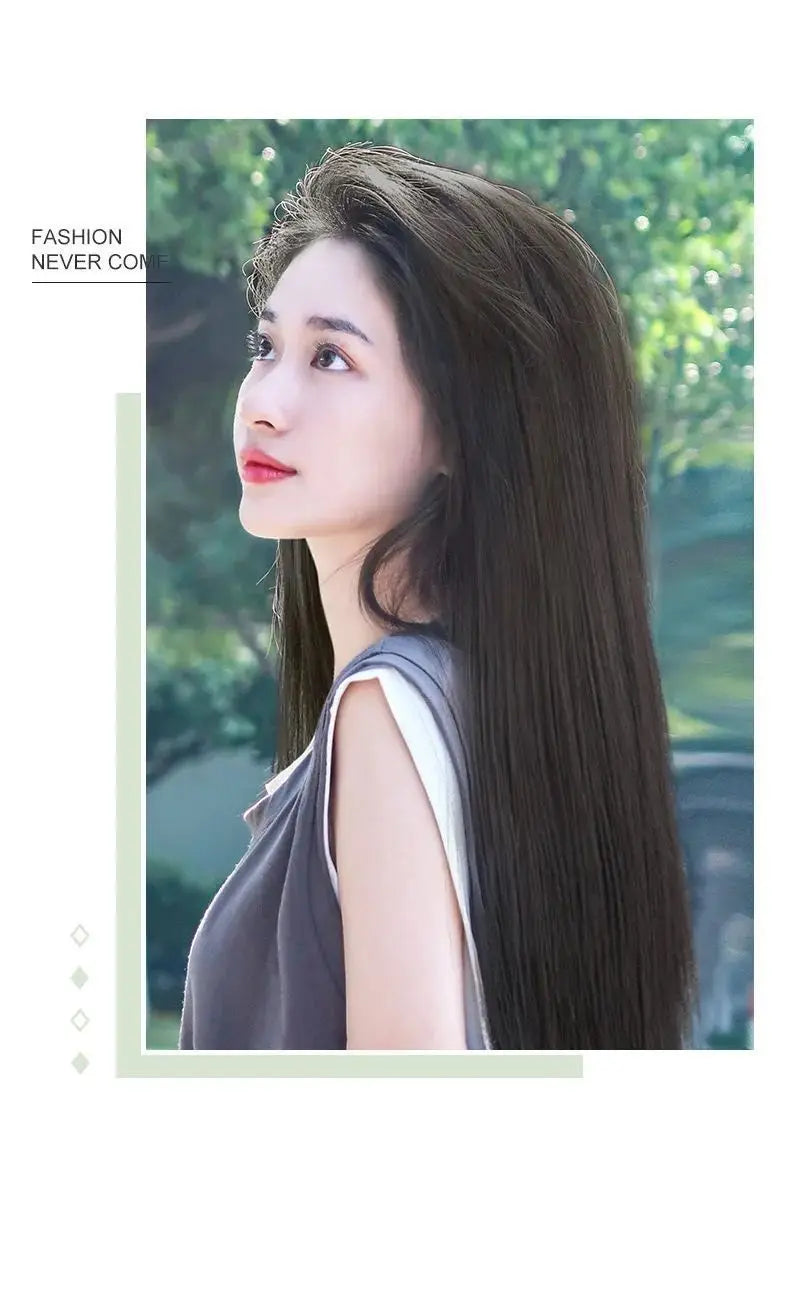 Wig Women's Long Hair Three-piece Seamless Wig Patch Straight Hair Extensions Invisible Artificial Hair Extensions Synthetic