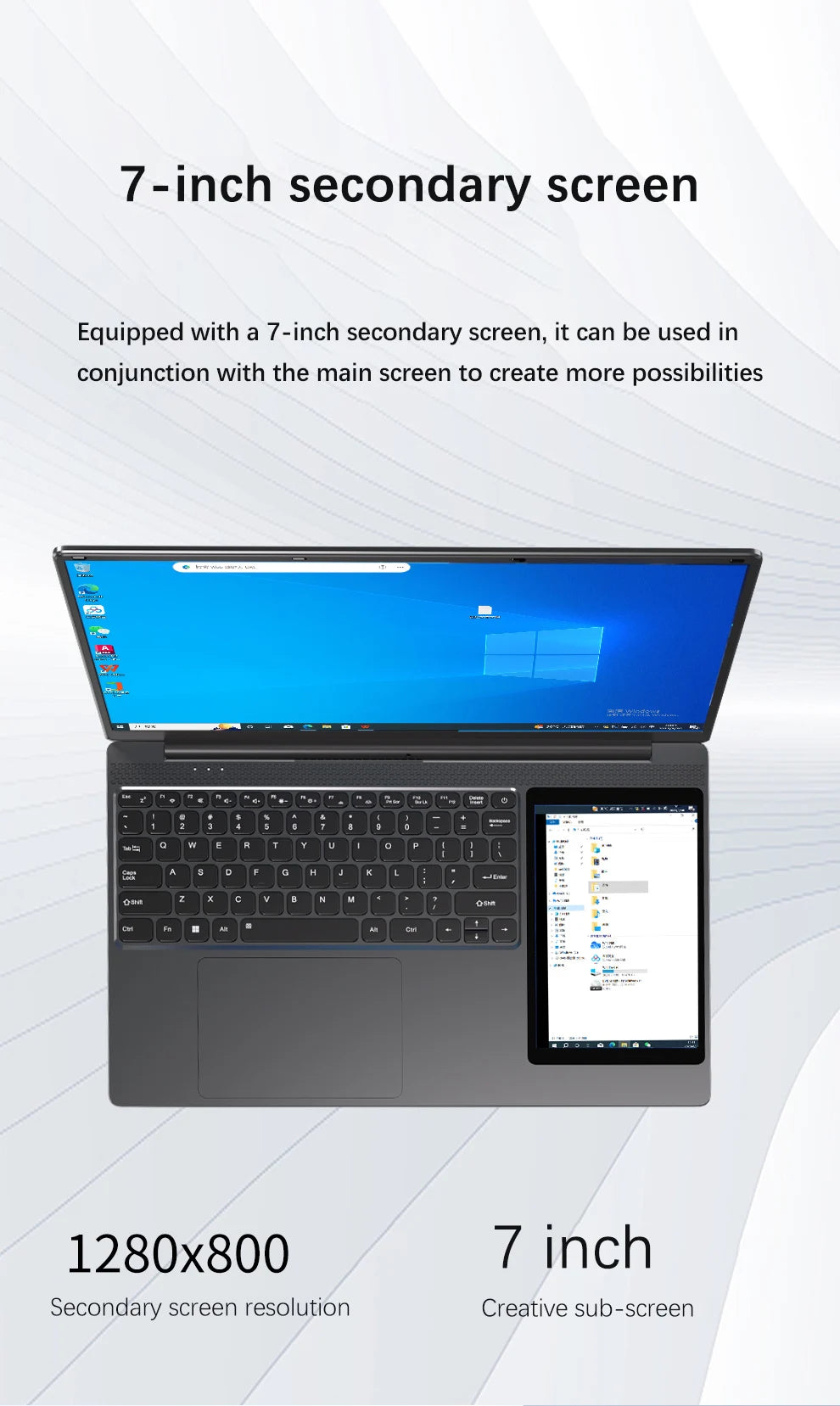 GLF-Y2 Dual Screen Laptop Intel N100 Max 15.6 Inch IPS+7'' Touch 32G DDR4 M.2 2T SSD Slim Business Computer Gen Office Notebook