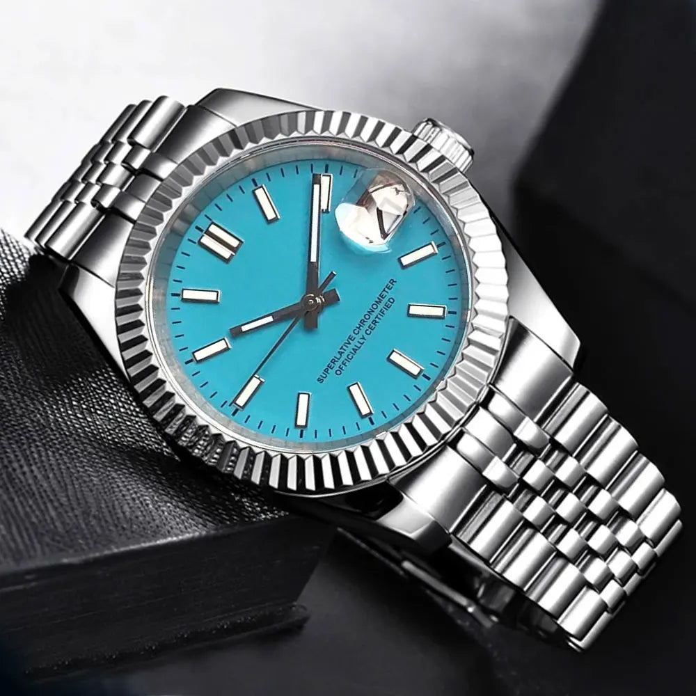 Tandorio New Round Sapphire Glass 200m Waterproof Black Sunbrust Dial Japan NH35A Automatic Mechanical Movement Men's Watch