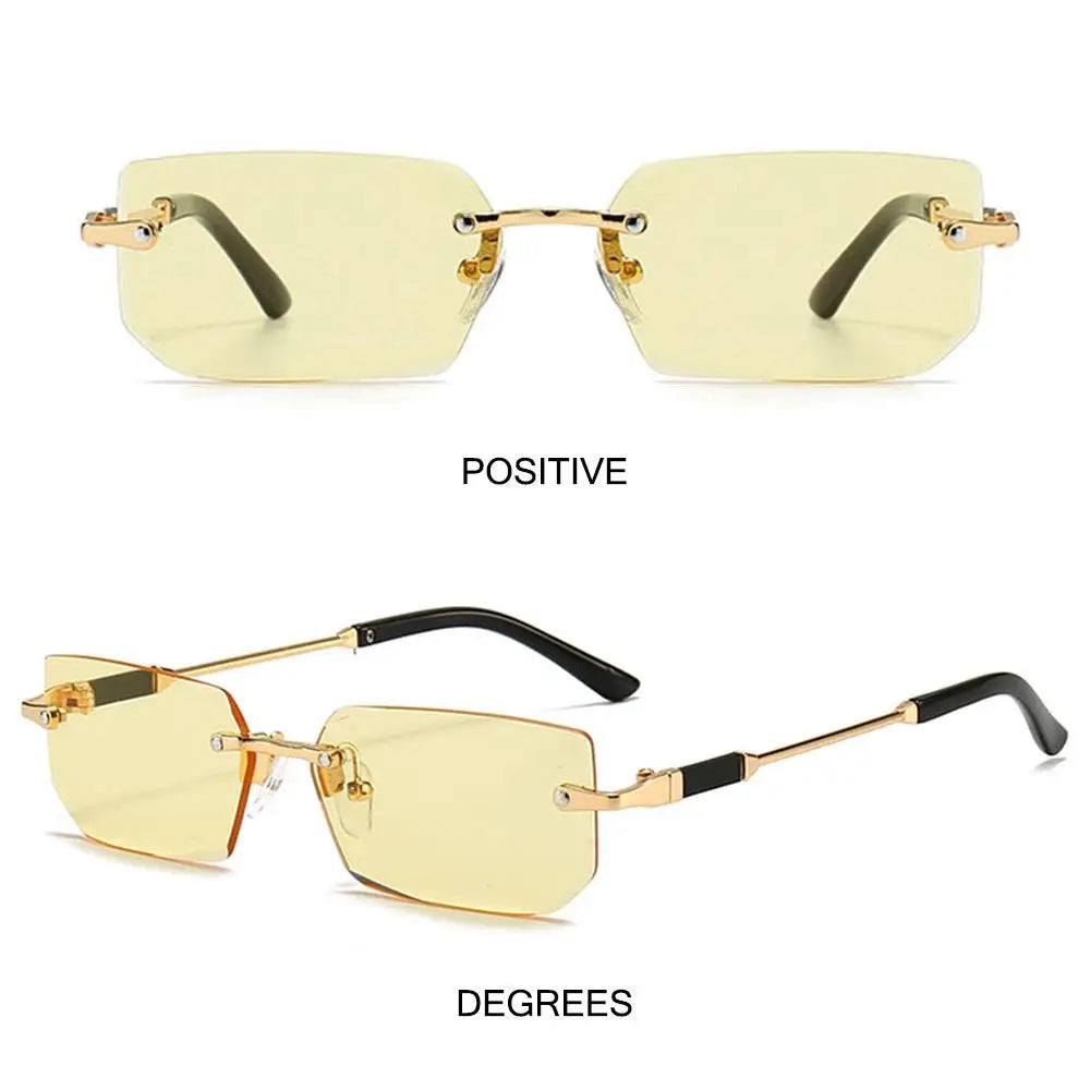 Trendy Rimless Rectangle Sunglasses Personalized Jelly Colored Frameless Sun Glasses Retro Shades Fashion Travel UV400 Eyewear