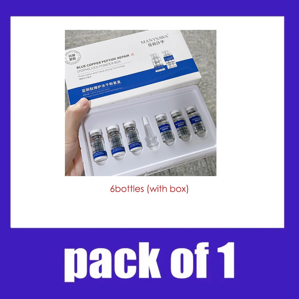Blue Copper Peptide Repair Lyophilized Powder Box Freeze-dried Firming Essence Anti Aging Shrinks Pores Face Serum Skin Care Set