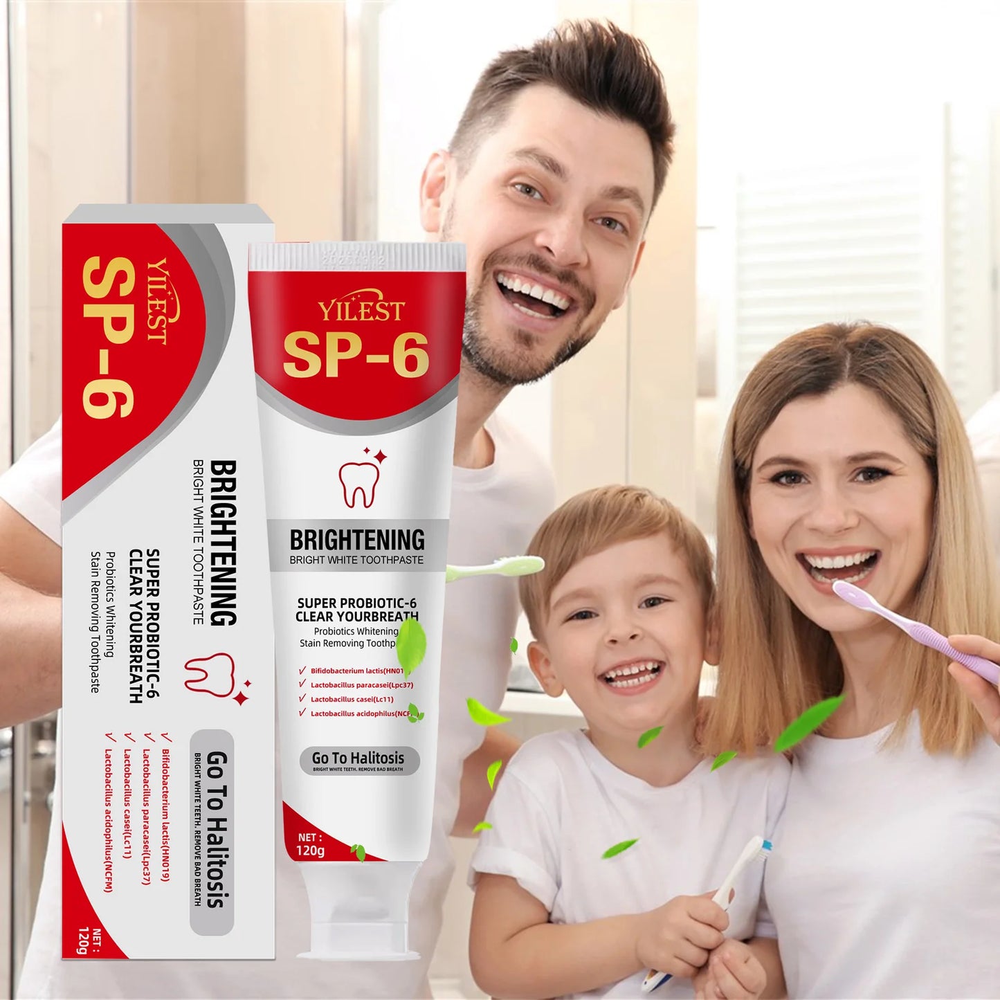 SP-6 Probiotic Toothpaste Whitening Toothpaste Remove Plaque Prevent Dental Caries Oral Hygiene Clean Fresh Breath Gum Care 120g