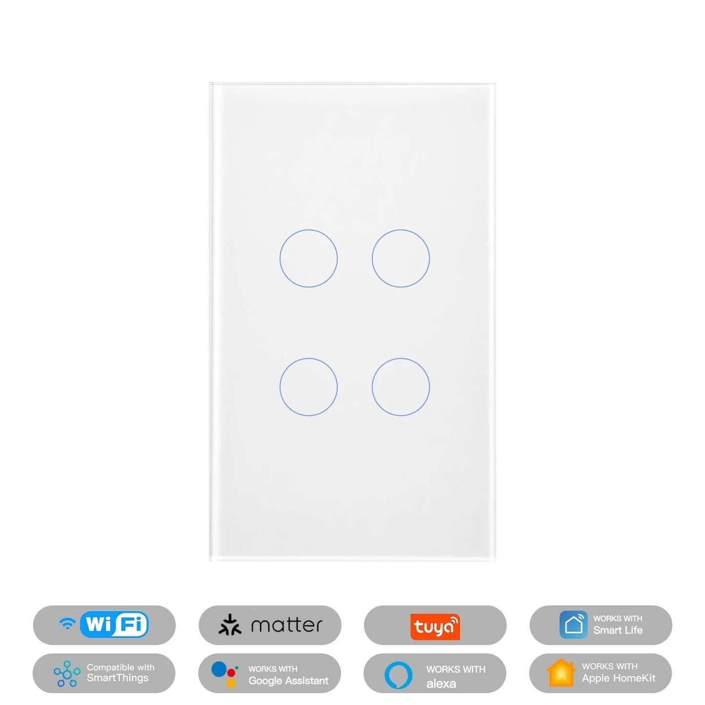 Matter Smart Switch Matter Light Switch Wifi Wall Switch Neutral Wire/No Neutral Wire 1/2/3/4 Gang US Touch Wall Light