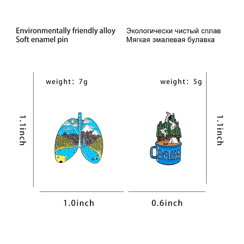 Personality Mountain Moon Sea Brooch Buckle Golden Metal Badge Bag Clothes Lapel Brooches For Women Men Kids Gifts