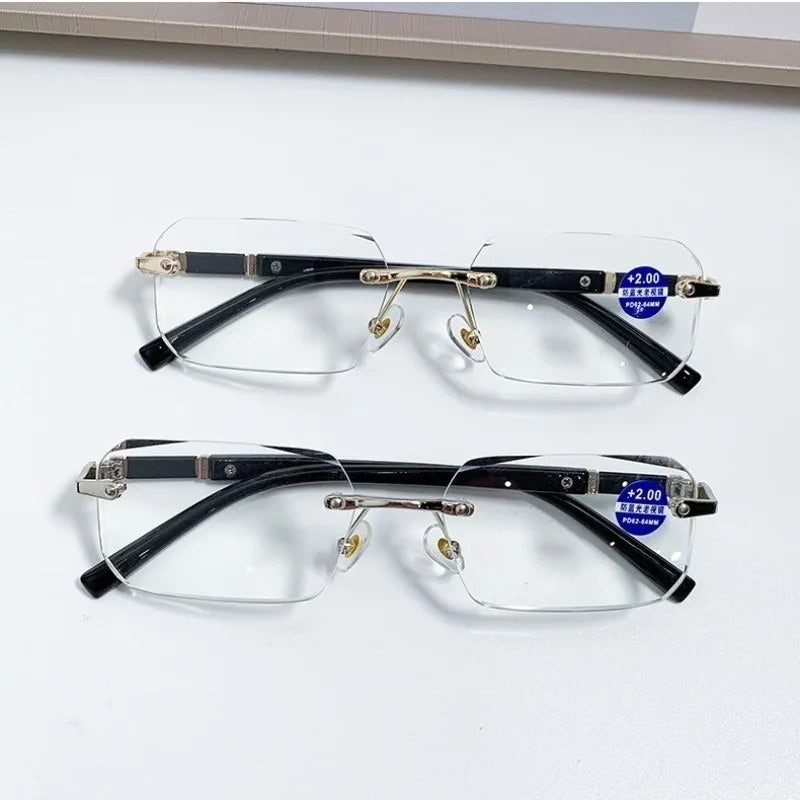 Rimless Frame Reading Glass for Men and Women with Grade +100°~+400°