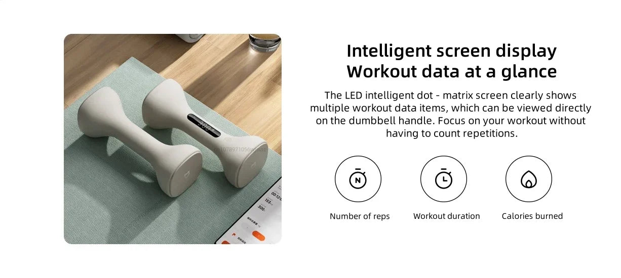 Mijia Intelligent Dumbbell Set 1KG Adjustable Weight Intelligent Sports Fitness Training Equipment Suitable for Mi Home APP