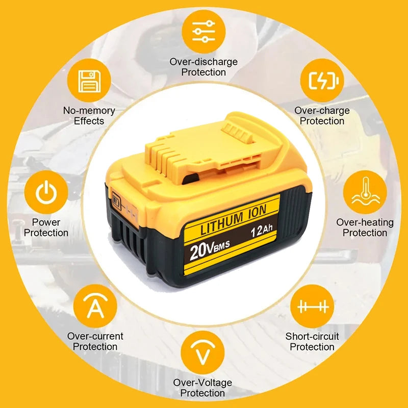 Original for DeWalt 6Ah/8Ah/12Ah 20V battery replaceable DCB184 DCB200 DCF892 DCF845 DCF850 DCF911 DCD800 DCD805 Tools Battery