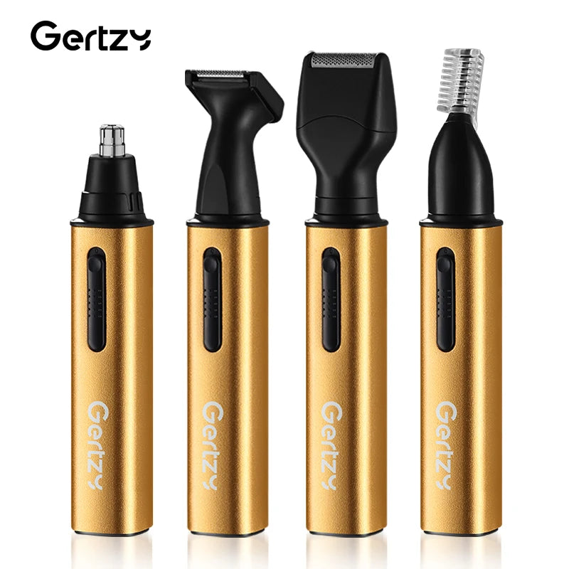 1 rechargeable ear and nose hair clipper kit - USB charging, 4 interchangeable heads, men's and women's portable design