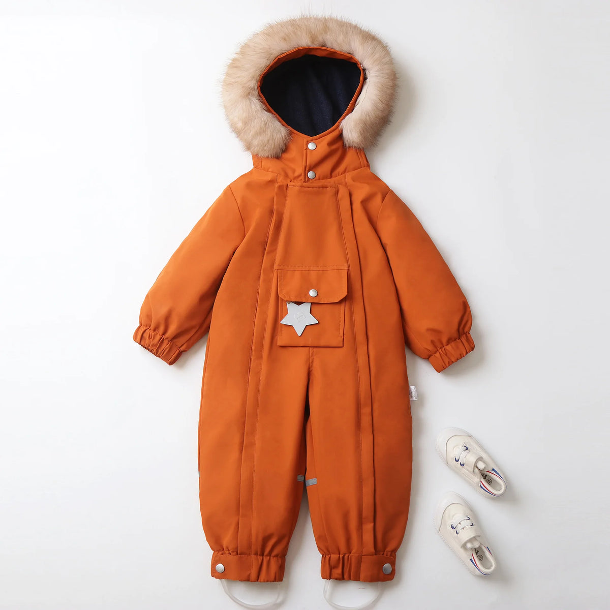 2026 Winter New Star Lightweight Hooded Ski Suit for Kids, Boys Girls Baby Romper Jumpsuit, Toddler One-Piece Warm Snowsuit 2-5T