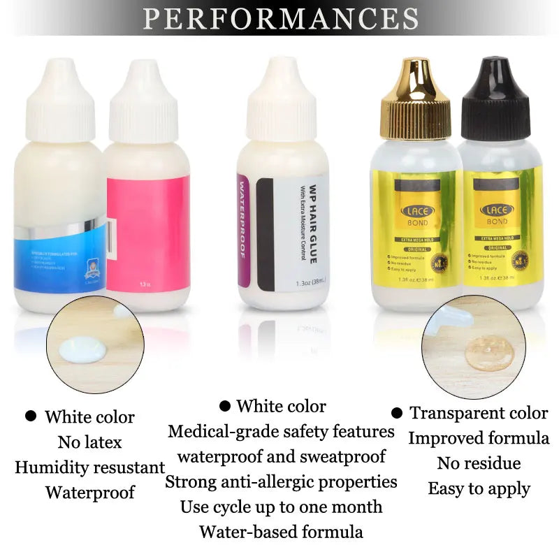 Strong Hold Lace Wig Glue With Remover Set Waterproof Wig Glue For Front Lace Wig Transparent Lace Adhesive For Hair Replacement