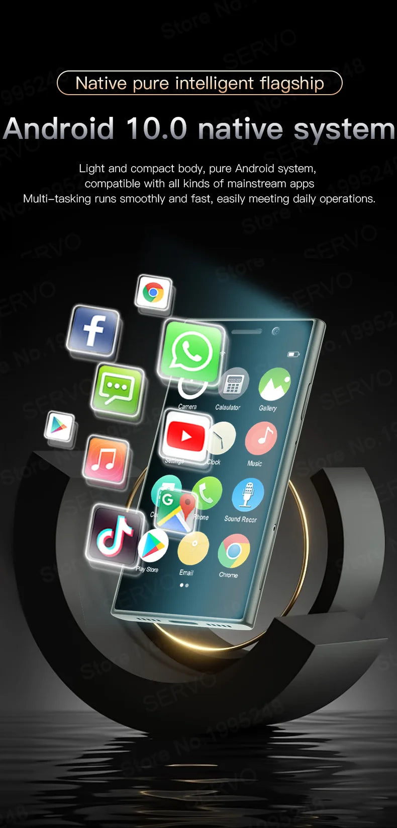 SERVO S24 MINI Android Smartphone 4G Network 2 SIM standby Play Store Face Unlock 3.0" Color Screen Mini Card Smart Mobile Phone