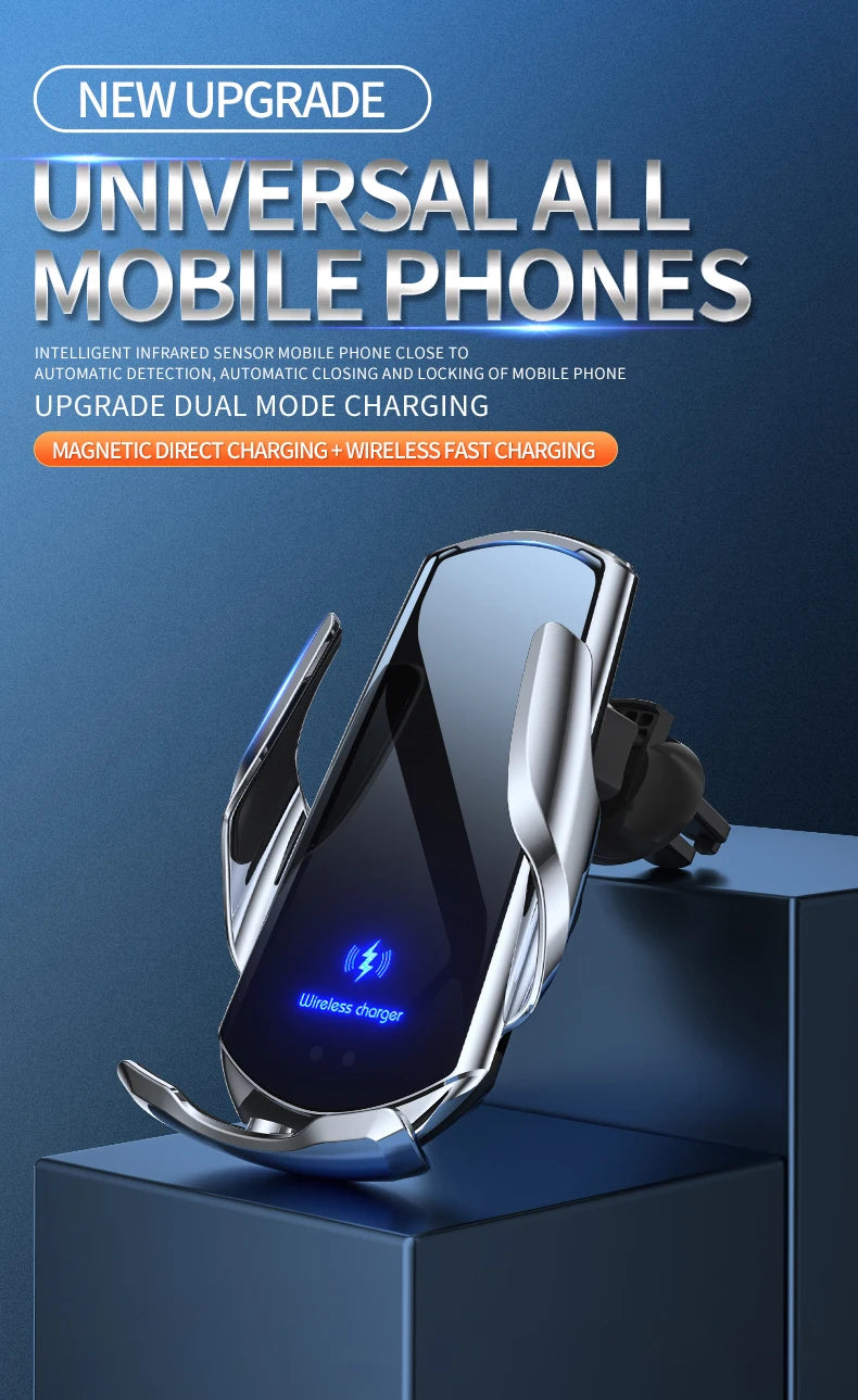 Car Wireless Charger Air Vent Car Phone Holder Fast Charging Station Car Bracket For iPhone 17 16 15 14 Samsung Xiaomi Oppo Vivo
