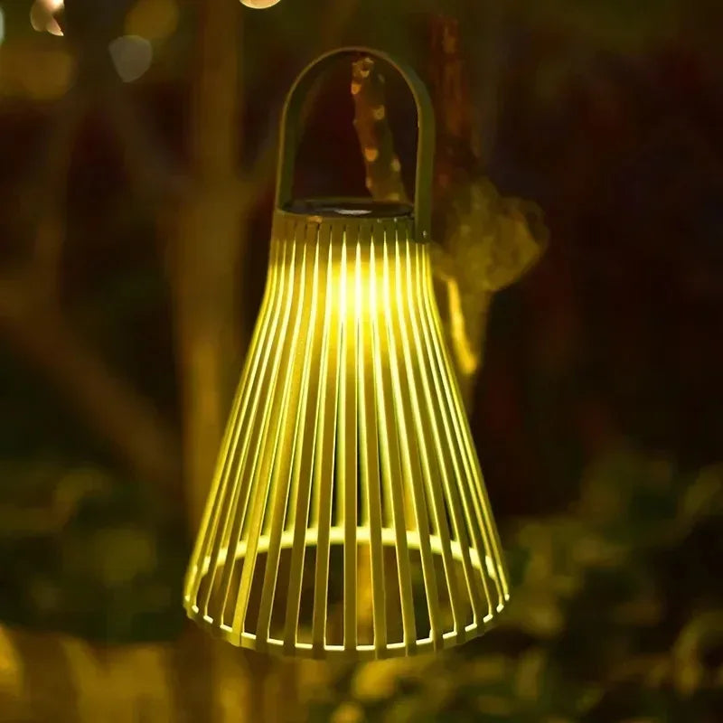 Outdoor Solar Rattan Hanging Lamp Garden Villa Gate Balcony Atmosphere Waterproof Projection Light Camping Patio Home Decoration