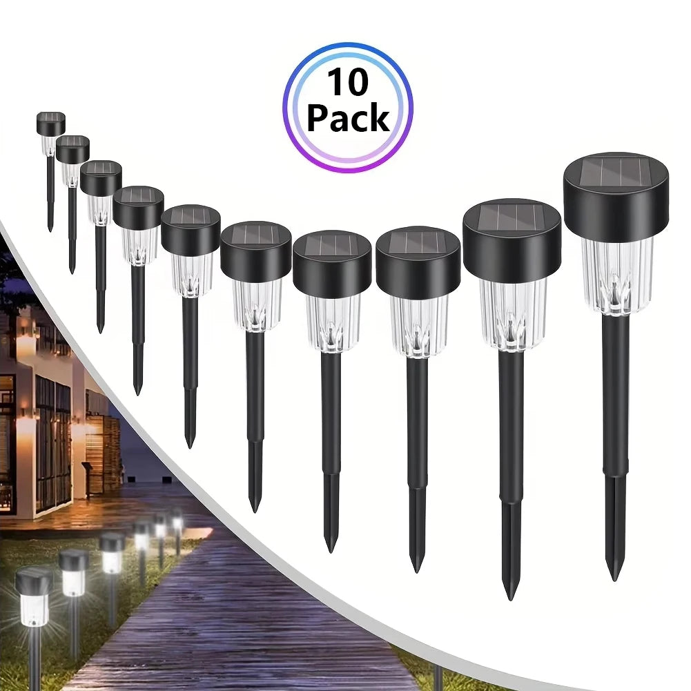 10pcs Solar Garden Light Outdoor Solar Powered Lamp Waterproof Landscape Lantern Lighting for Pathway Yard Lawn Garden Decorati