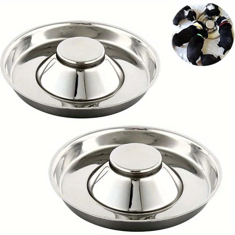 2pcs Stainless Steel Pet Bowls for Dogs & Cats - Durable Feeding Dishes for Food & Water, Ideal for Multiple Puppies and Kittens