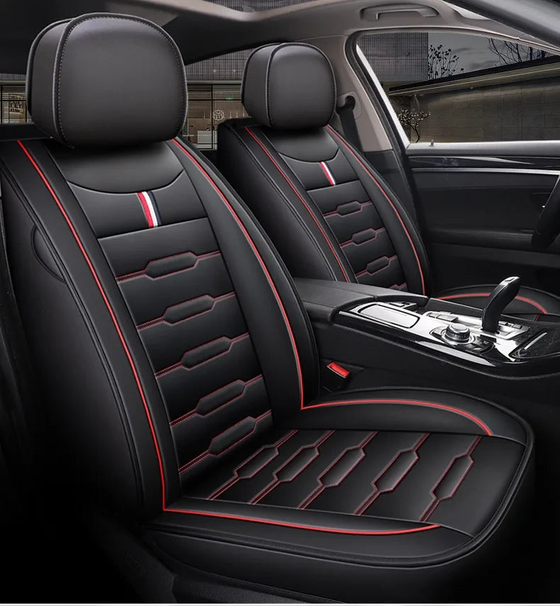 5- Seater Full Seat Universal Car Seat Cover, Breathable and Waterproof Faux Leather Automotive Seat Covers for Cars SUV Sedan