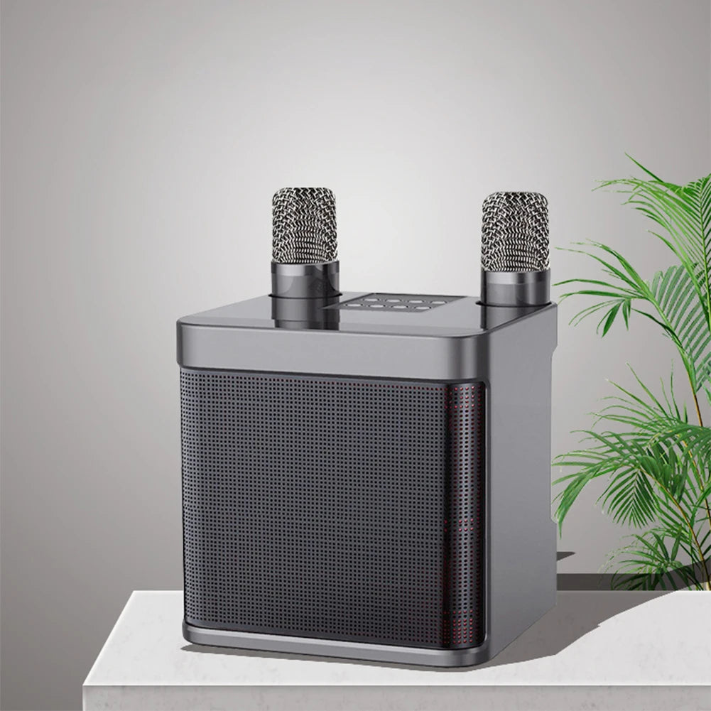 Karaoke Machine with 2 Wireless Microphones Wireless Portable BT Speaker Support BT/USB/TF Card/Aux 1500mAh for Karaoke Party