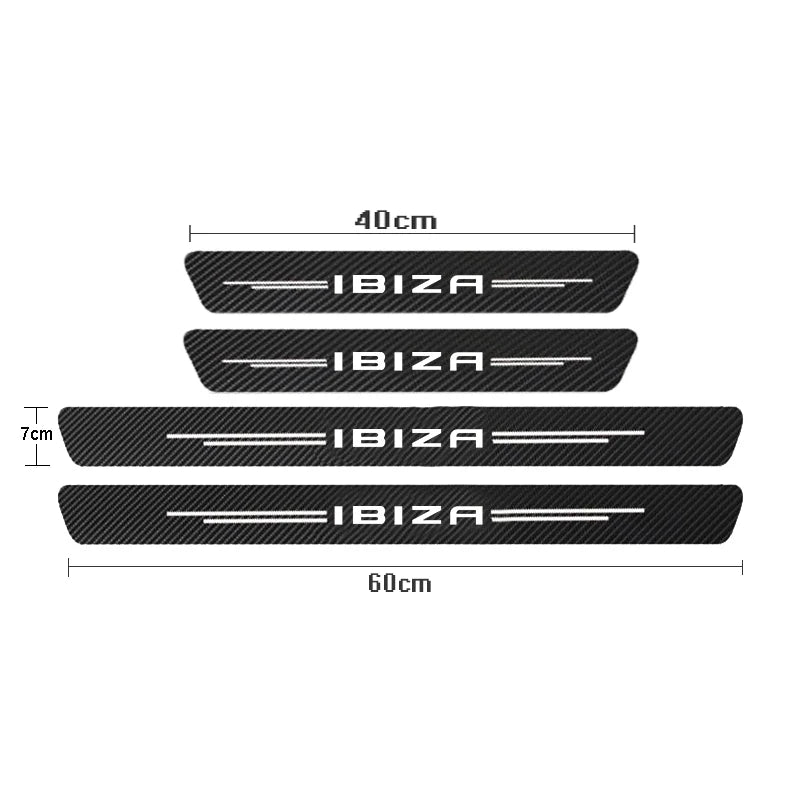 Carbon Fiber Car Door Threshold Sill Protector Trunk Stickers For Seat IBIZA Car Accessories