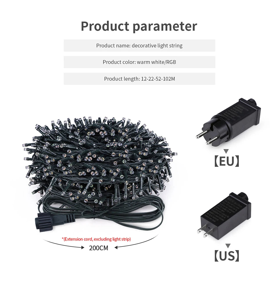 50M 100M 24V LED Christmas Lights Fairy Garland String Light Waterproof For Outdoor Garden Home Holiday New Year Party Decor