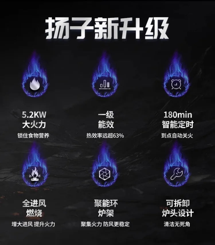 Gas Stove, Single Burner for Home Use, Dual-Purpose Embedded, YANGZI Mighty Fire Gas Stove AB