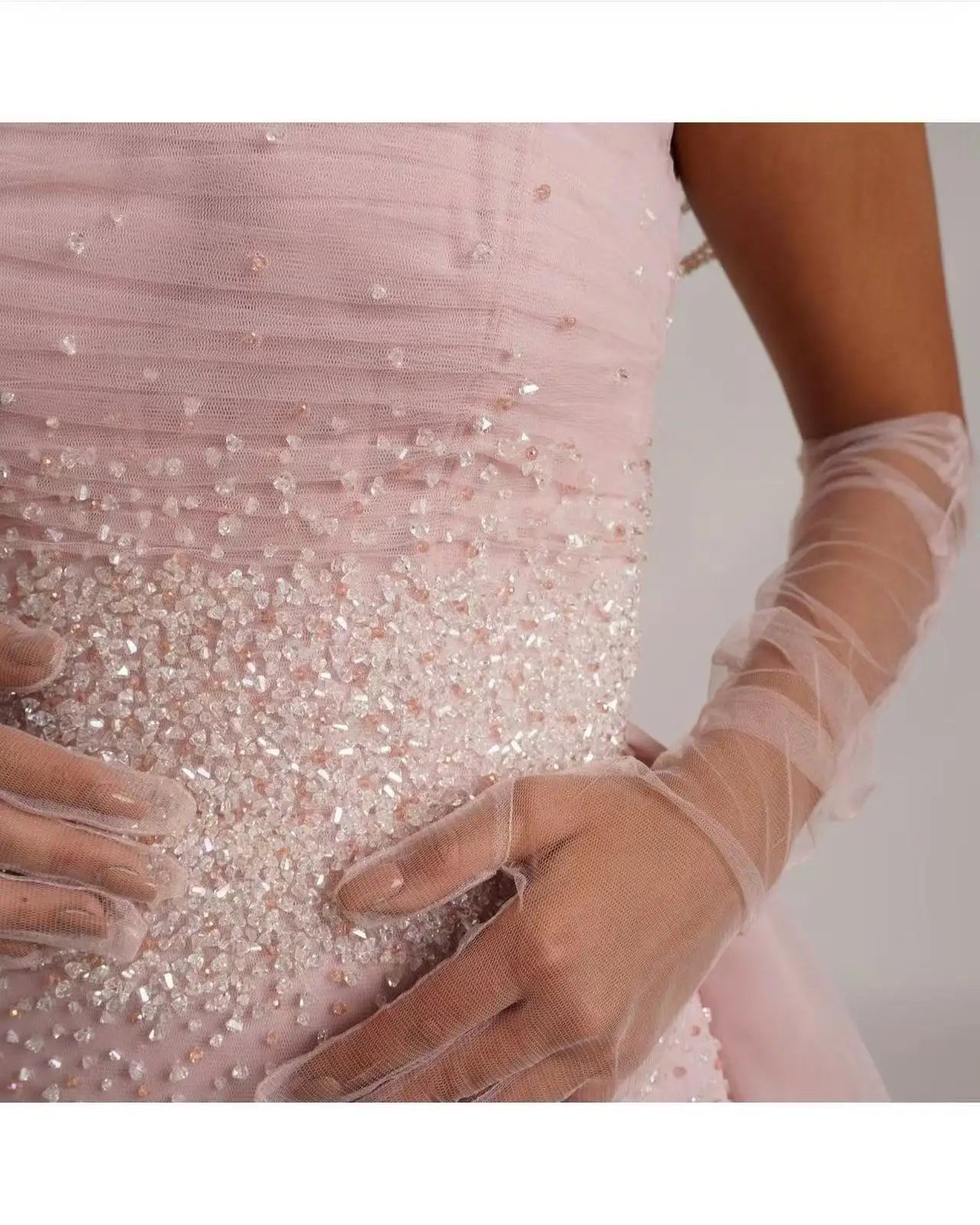 Saudi Mermaid Long Sleeves Prom Dresses Crystals Sequins Custom Formal Evening Dresses Floor Length Party Dresses