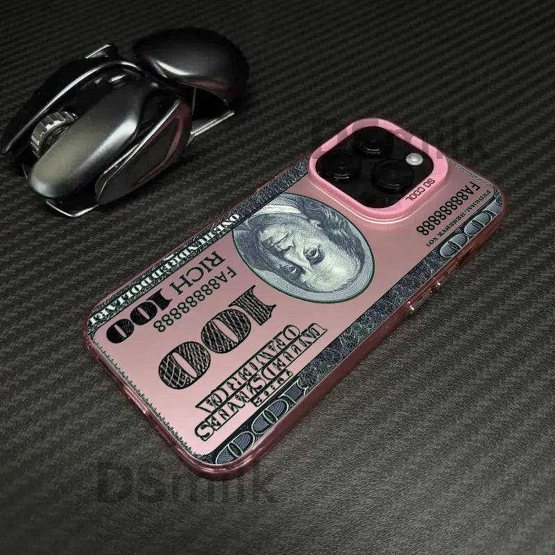 USD Dollar Popular Design Phone Case for iPhone 16 15 14 13 Pro 12 11 Pro Xs X XR Max Laser Hard PC+TPU Cases Back Cover-H538P1