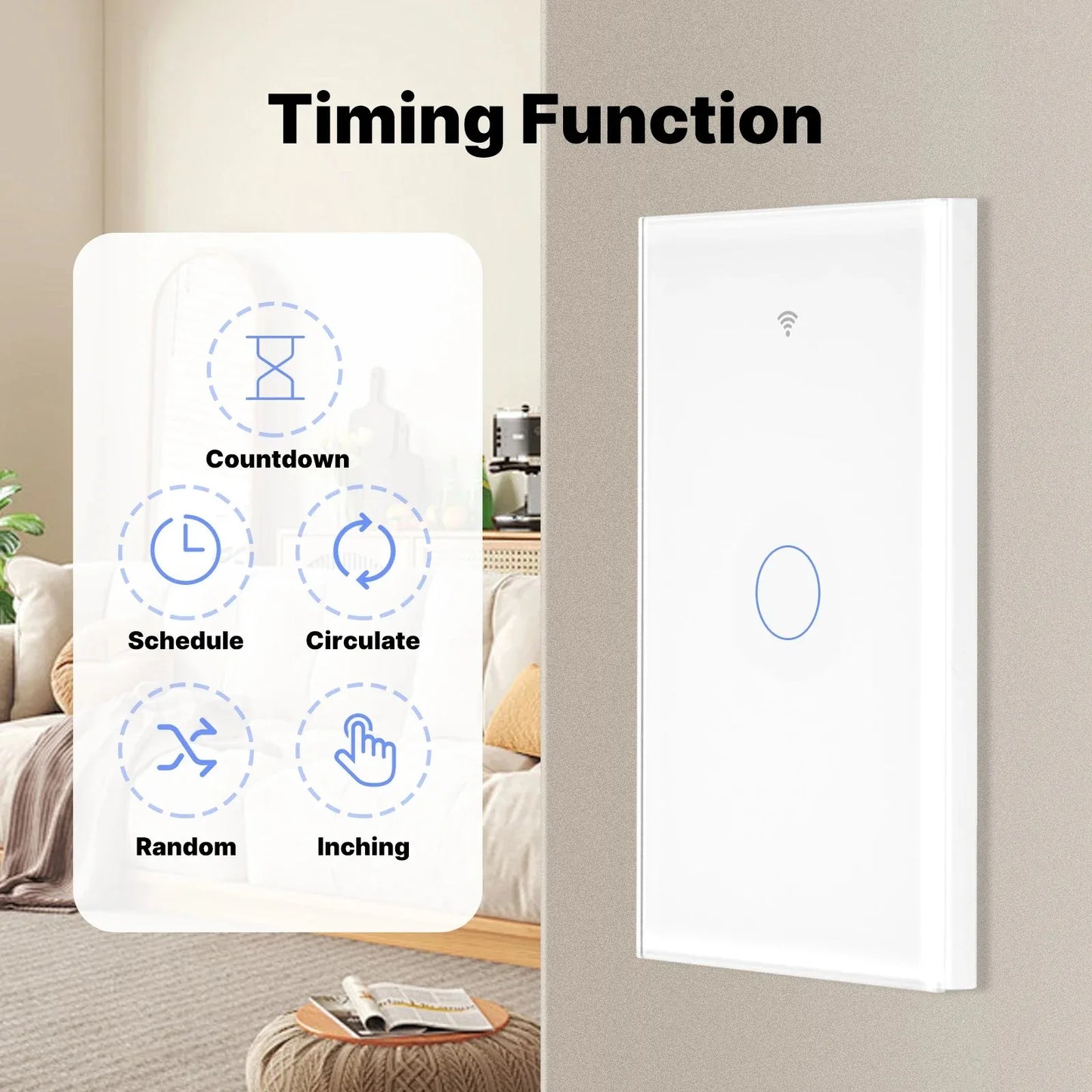 Matter Smart Switch Matter Light Switch Wifi Wall Switch Neutral Wire/No Neutral Wire 1/2/3/4 Gang US Touch Wall Light
