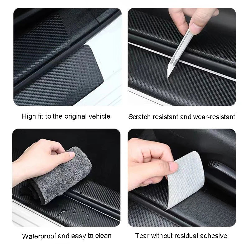 Carbon Fiber Car Door Threshold Sill Protector Trunk Stickers For Seat IBIZA Car Accessories