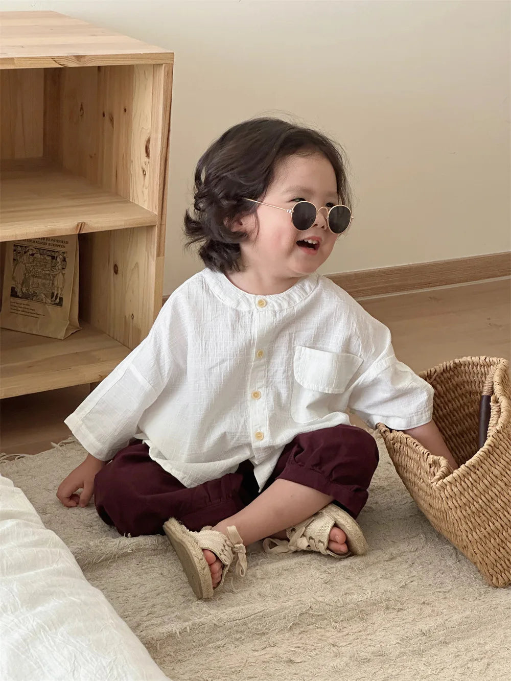 Boys Pants 2025 Summer New Childrens Clothing Korean Fashion Boys Baby Cotton Pure Color Bundle Feet in The Pants Casual Simple