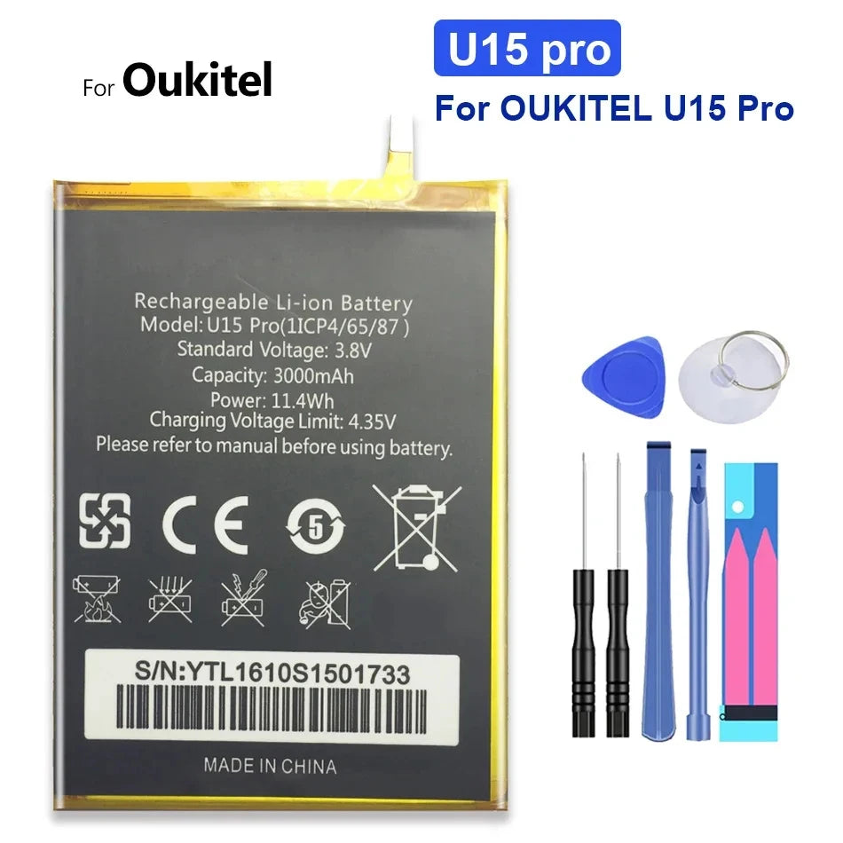 Battery for Oukitel U25 U20 U16 U15 U11 U7(pro Plus MAX) U22 U18 U10 C21 C18 C17 C15 C12 C11 C5 S70 Pro C25 C10 C8 C4 C2 S80 S77