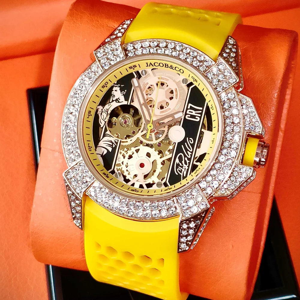 TOP Very Hot Jacob & Co Original Brand Watches For Mens  Full Diamond Automatic Mechanical Wristatch High Quality AAA Clocks