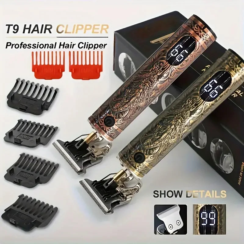 T-Blade Hair Clipper for Barbers - USB Rechargeable, Cordless Design, Precision Beard and Hair Trimming, Professional Engraving