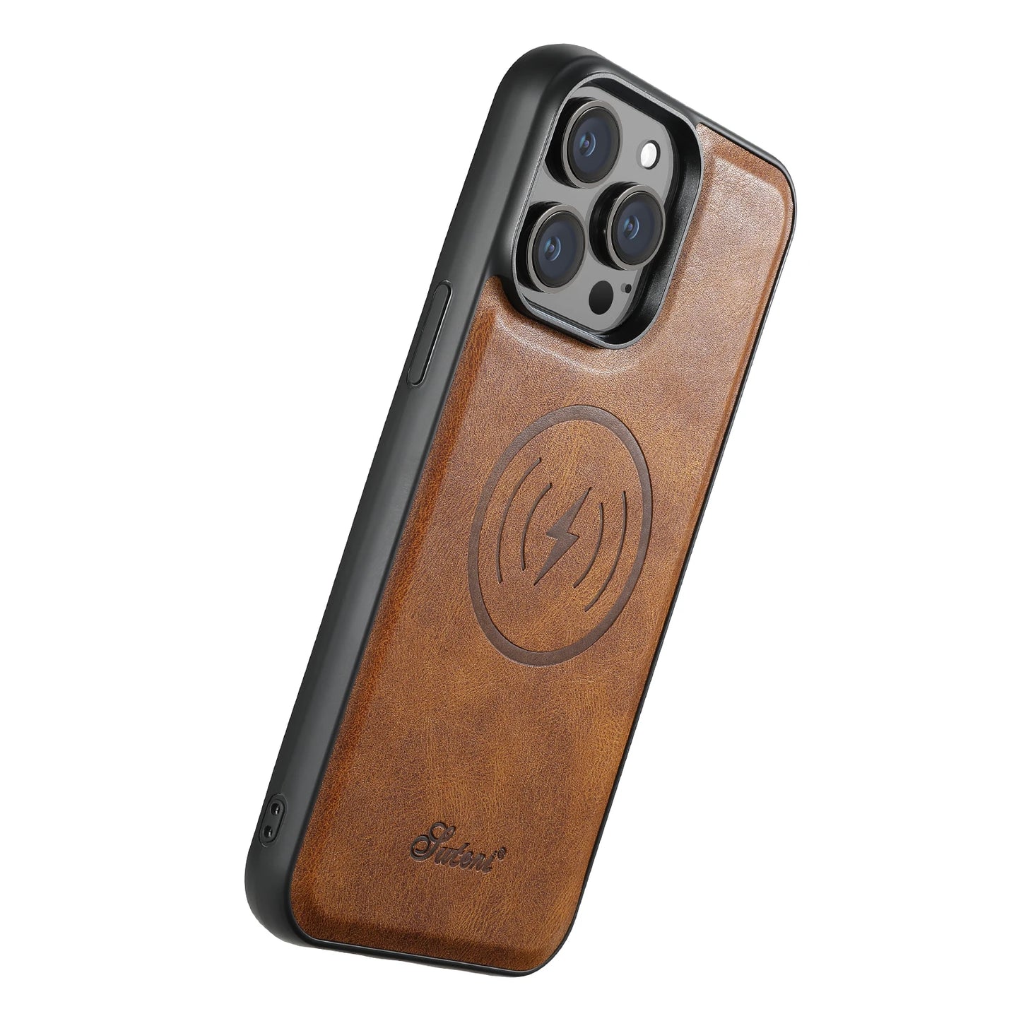 SUTENI Compatible Wireless Charging Luxury PU Leather case For iPhone 12 13 14 15 Plus 16 Pro Max