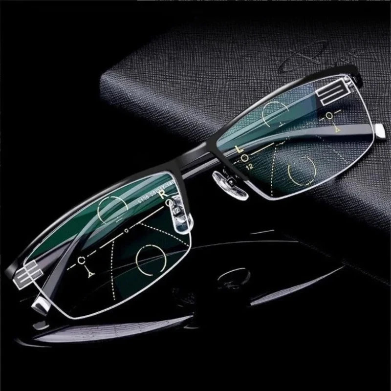 Intelligent Progressive Reading Glasses for Man Woman Near and Dual-Use Anti Blue Light Blocking Automatic Adjustment Eyewear