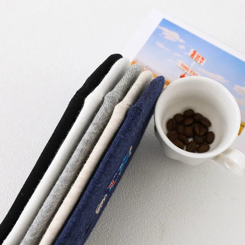 5 Pairs Unisex Men Socks 5 Colors Summer New Cartoon Bear Cotton Boat Socks Light Comfortable Sweat-absorbent Invisible Socks