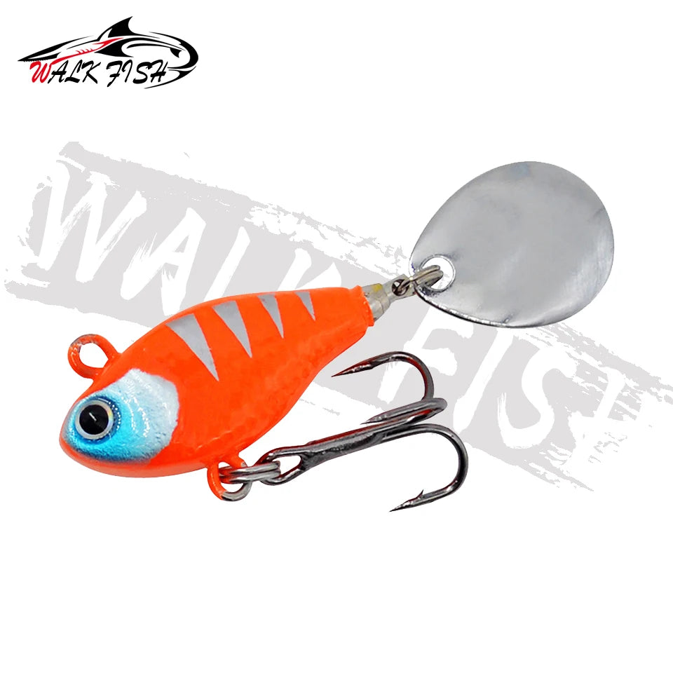 WALK FISH New 15g Metal Vib Rotating Spoon Wobbles Vibration Fishing Lures for Pike Bass Winter Jigs Pesca Fishing Tackle