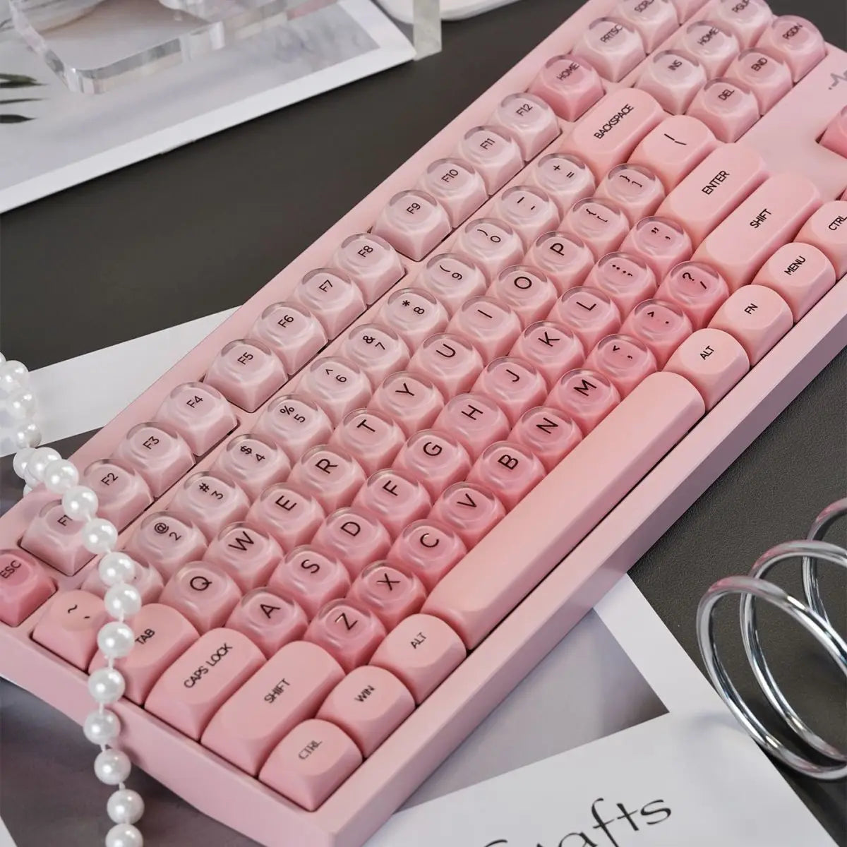 130 Keys Pink Liquid Foundation Keycap HOA Profile PBT Double Shot Keycap For Mx Switch Mechanical Keyboard ISO Enter Key Caps