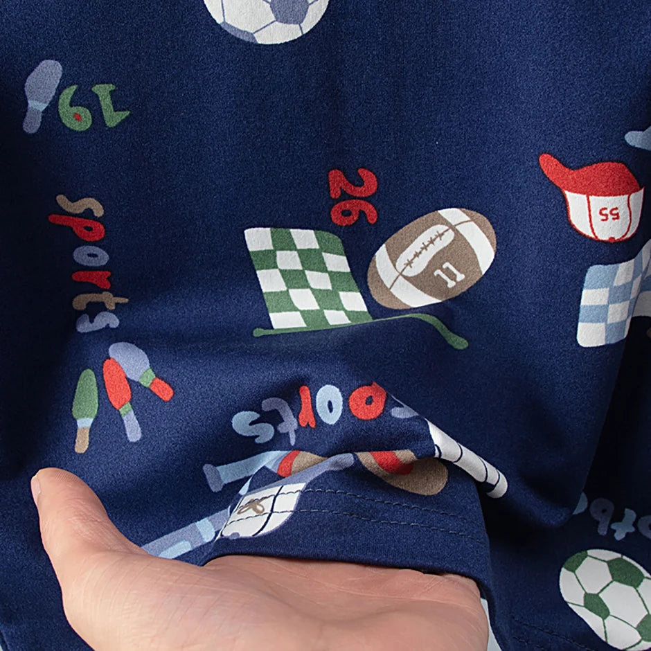 3-Piece Set of Children's Ball Printed Short-Sleeved Vest, Shorts, Pants Combination Set, Boys' Comfortable Pajamas Home Clothes