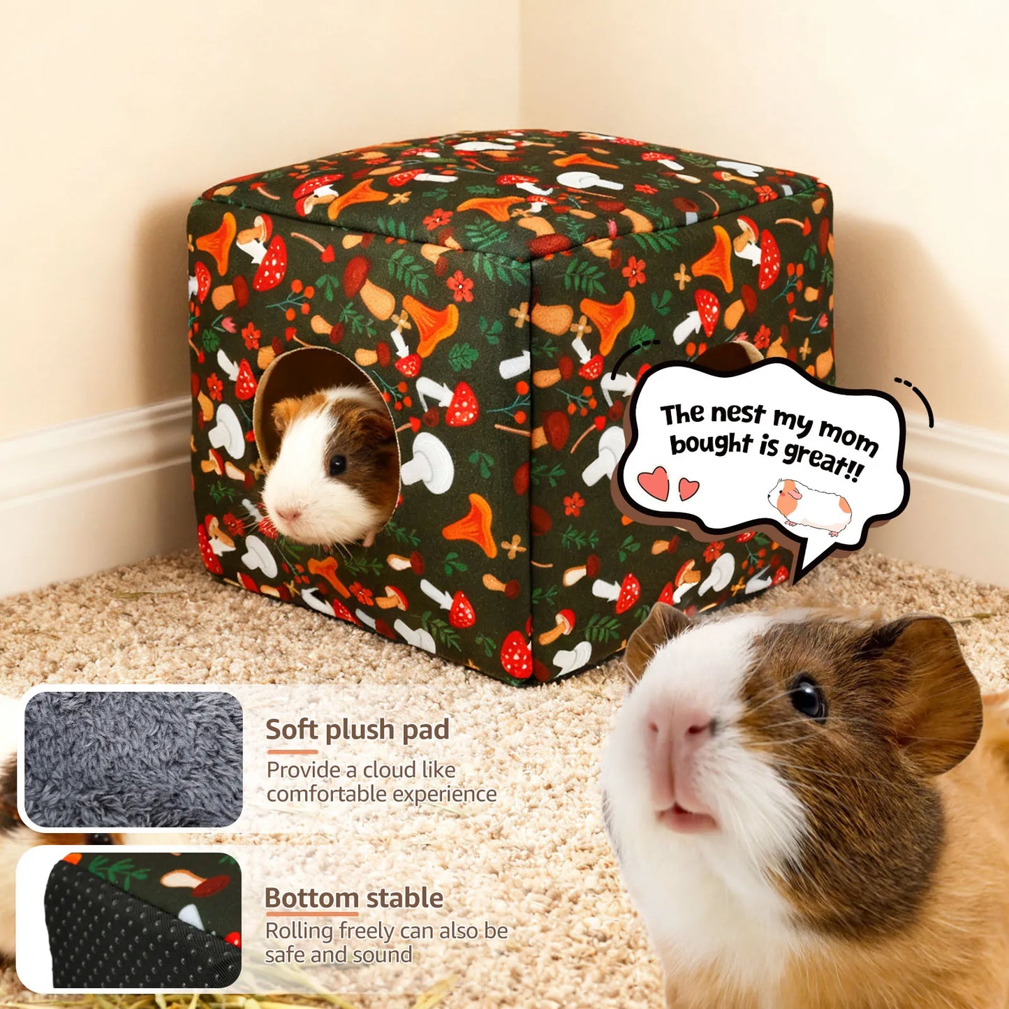 Guinea Pig House Bedding Cage Hamster Small Animal Nest Winter Warm Pet Bed for Chinchilla Mice Squirrel Guinea Pig/Rat/Hedgehog