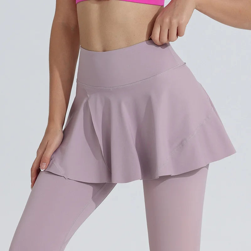 New Yoga Pants Women's High Waist Tennis Skirt Fitness Speed Drying Running Pocket Sports Skirt Tight Pants