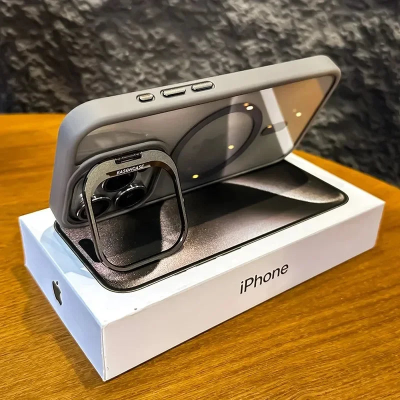 Luxury Magnetic Shockproof Phone Case For iPhone  18 16 17 15 14 13 12 11 Pro Max Funda For Magsafe Stand Lens Protector Cover