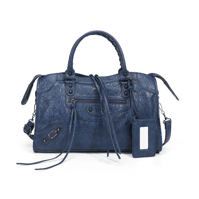 Luxury Designer City Motorcycle Shoulder Tote Bag for Women Large Capacity Autumn Winter Handbag Crossbody Stylish Women's Bag