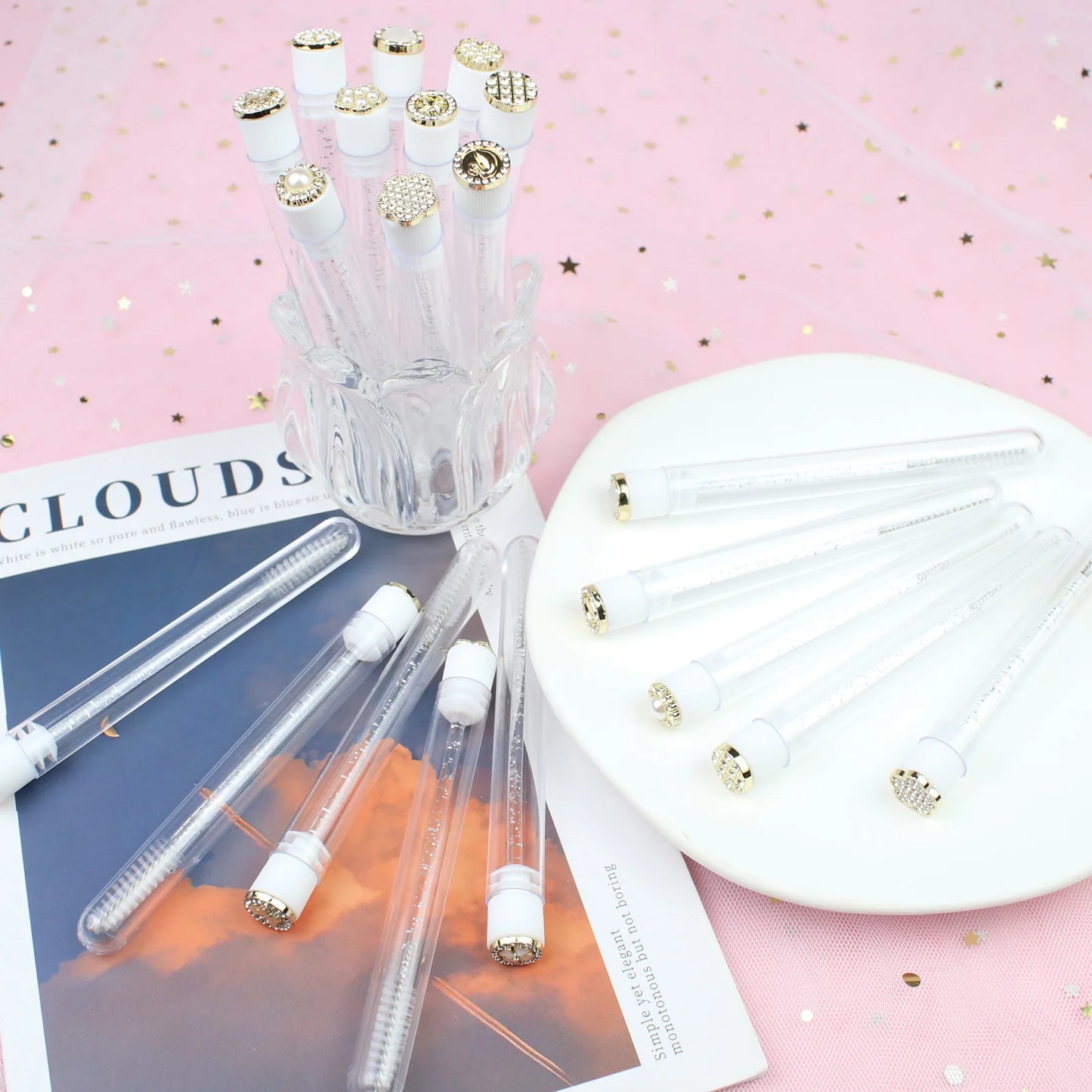 Mascara Wands Tube 30pcs Reusable Lash Spoolies Tube Eyelash Brush Tubes Makeup Brush Spoolies Lash Extension Brushes Applicator