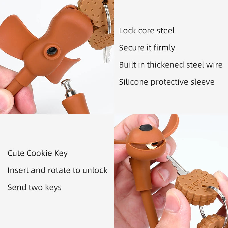 Bike Lock Creative Puppy Children's Bike Anti-theft Cute Cartoon Ring Portable Key Lock Cycling Gear Road Bike Riding Equipment