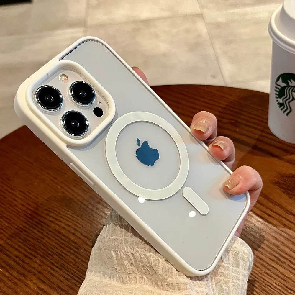Luxury Magsafe Transparent Case For iPhone 16 15 14 13 12 11 Pro Max Plus X XS XR 13 Mini Magnetic Wireless Charge Phone Cover