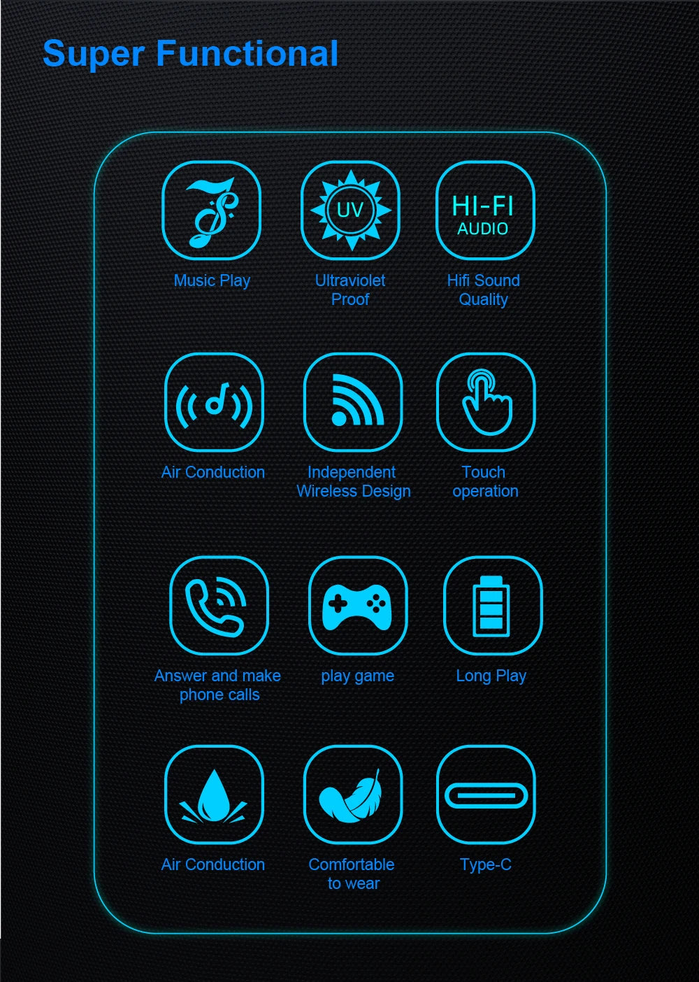 SG-16Pro New Trendy Smart Glasses Anti Blue Light Gold frame Sunglasses Music Stereo For Jogging Workouts SG16 PRO