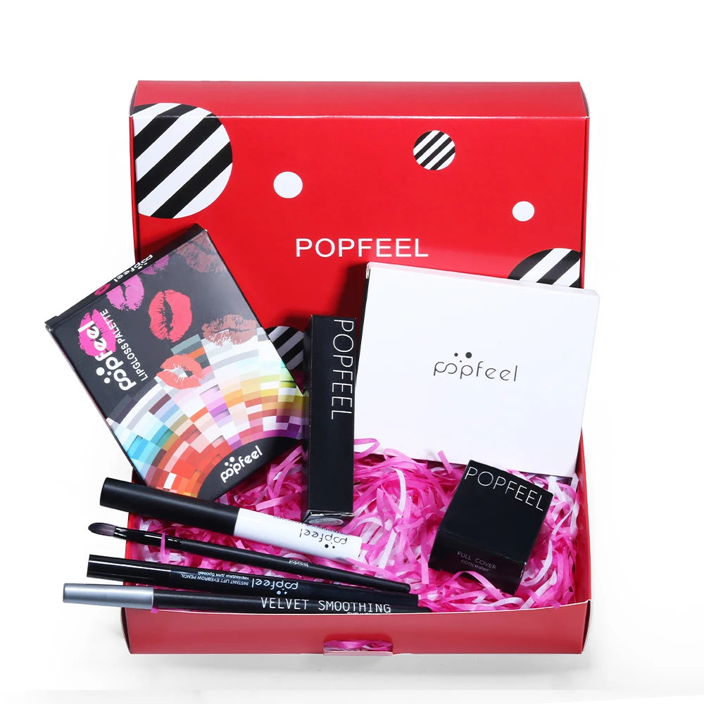 POPFEEL Makeup Cosmetics Gift Set - Premium Makeup Kit with Eyeshadow, Eyebrow Pencil, Mascara, Concealer, Lipstick, Lip Gloss.