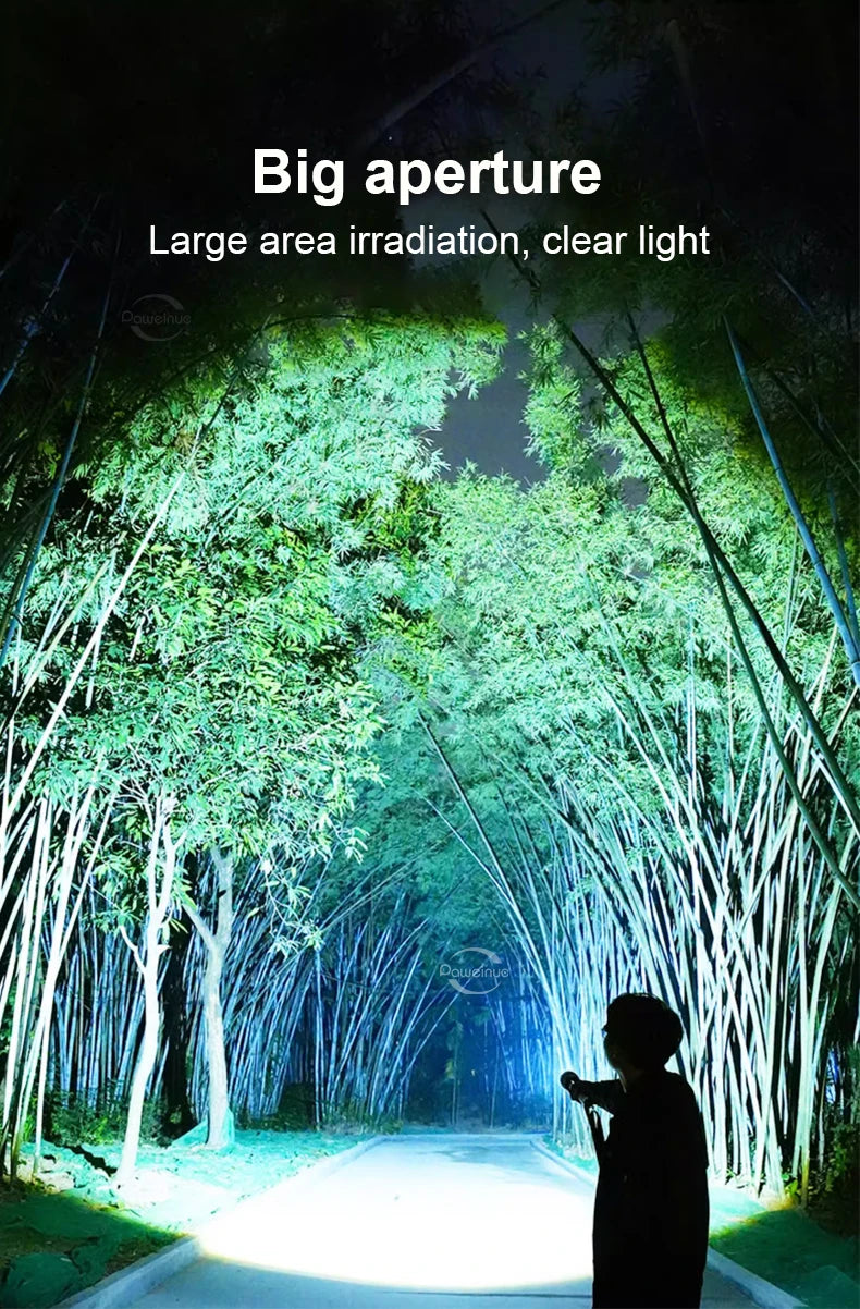 500000LM Ultra Bright LED Flashlight Bult-in Battery Most Powerful Flashlights Tactical Lantern COB Lights Emergency Spotlights