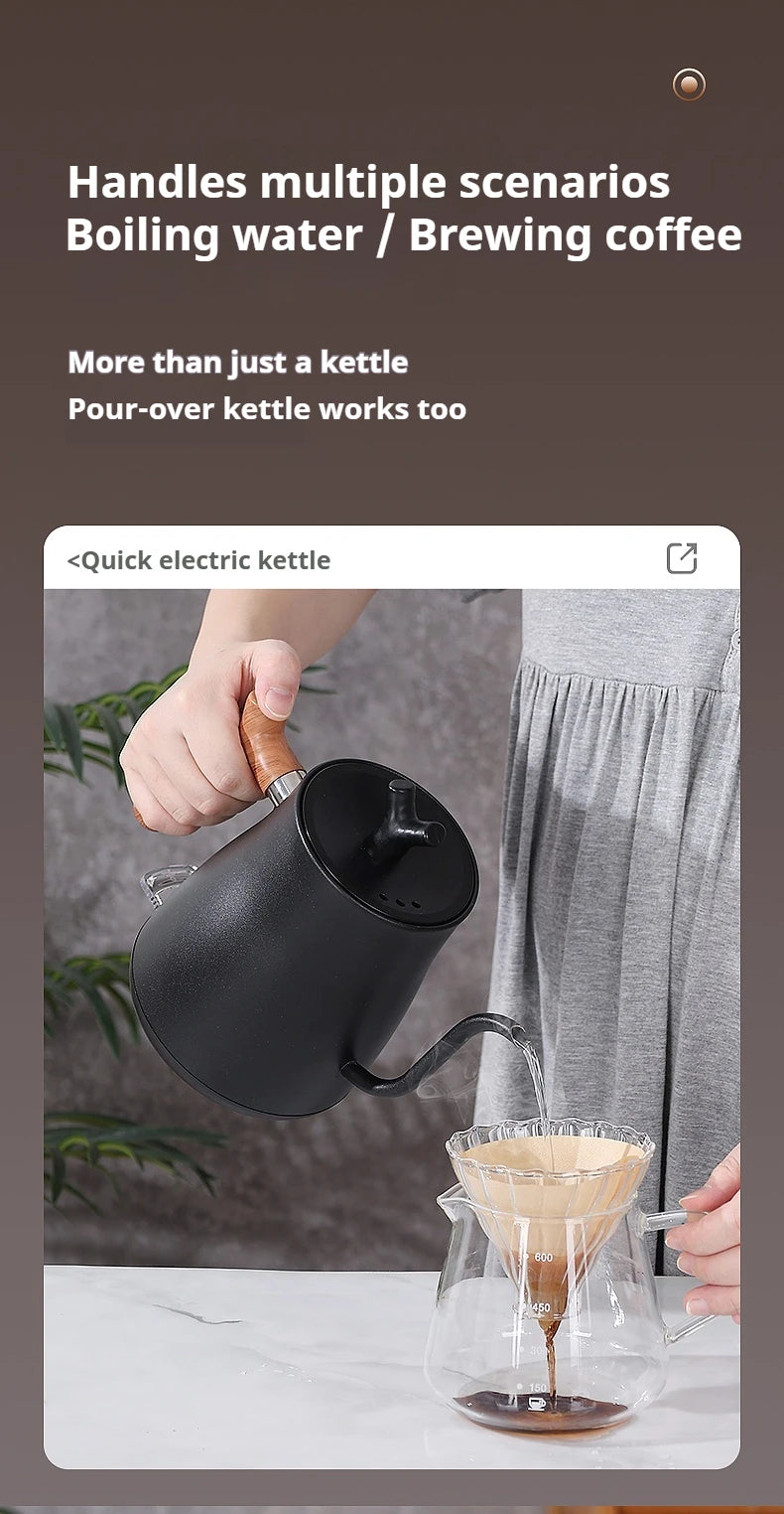 1L Stainless Steel Electric Kettle, Auto Shut-Off, for Pour-Over Coffee/Tea, Smart Temp Control & Mechanical Models